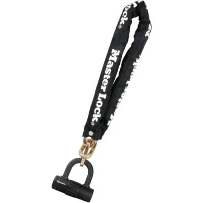 Imagen de MASTER LOCK Candado Bicicleta con Cadena y Mini U [Llave] [Antirrobo Certificado] 8234EURDPRO Ideal para Bicicleta, Electrica, Montaña