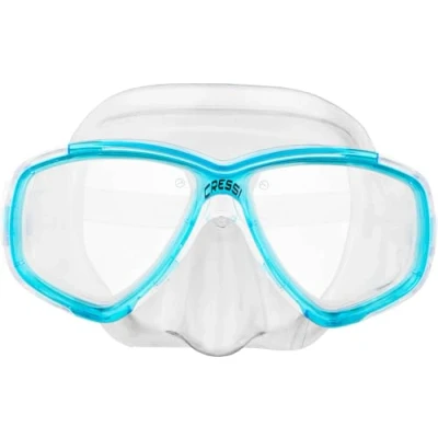 Imagen de Cressi Perla Mask Máscara Vidrio separada para Pesca, Apnea, Snorkel y Buceo,Transparente/Aguamarina, Unisex Adulto