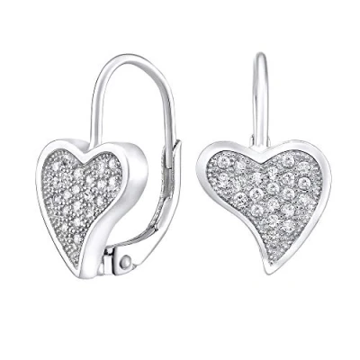 Imagen de SILVEGO LPS0669E Pendientes para Mujer de Plata 925 Corazón con Circonitas