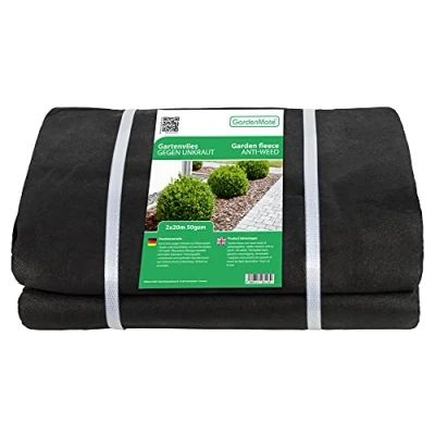 Imagen de GardenMate Malla Geotextil de 2 m x 20 y 50 g/m² Resistente para Malas Hierbas Estabilizada contra UV Permeable al Agua = 40 m²