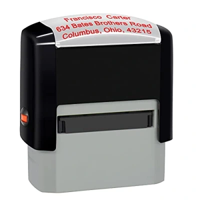 Imagen de Sellos de goma personalizables (38 x 14mm 3 líneas) sello autoentintable Volver dirección personalizado