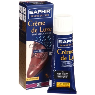 Imagen de SAPHIR Crème de Luxe en Aplicador 75 ml Crema Nutritiva, Recolorante e Impermeabilizante para el Cuero (Azul Marino 06)
