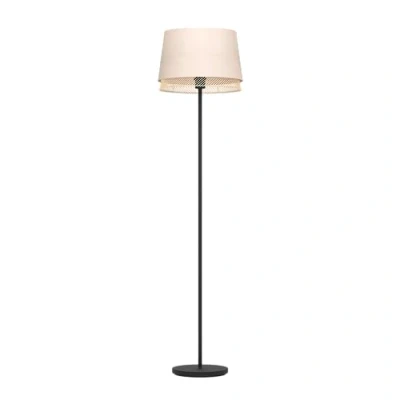 Imagen de EGLO Tabley Lámpara de pie para el salón, adecuada colocar en un rincón, fabricada metal color negro con pantalla lino y bambú, portalámparas E27 una altura 150 cm