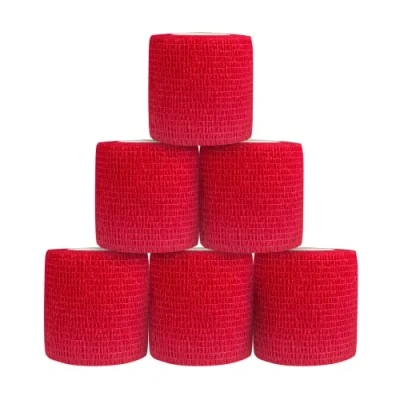 Imagen de Venda Cohesiva 5 cm x 4.5 m Elástica Autoadhesiva Vendaje Deportivo Tape Crossfit 6 Rollos Rojo
