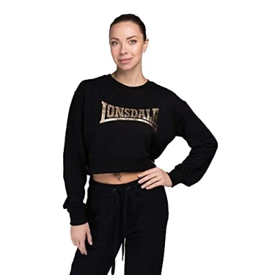 Imagen de Lonsdale Culbokie Sudadera, Negro/Dorado, M Corto para Mujer