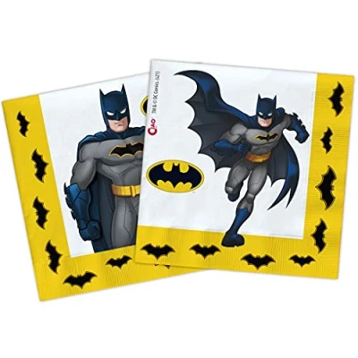 Imagen de Ciao Servilletas de papel compostables Batman (33 x 33 cm, doble velo), 20 unidades, multicolor, 20277