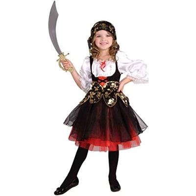 Imagen de Disfraz de pirata piezas para niñas Black, white, red Talla (5 7 años)