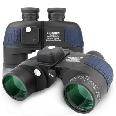 Imagen de 10X50 Prismáticos Marinos para Adultos Impermeable con Brújula BAK4 a Prueba de Niebla Prism Lens Binoculares Militar Navegación Observación Aves y Caza (L)