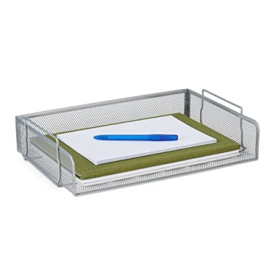 Imagen de Relaxdays Portadocumentos Bandeja Documentos Formato Horizontal, Apilable, Cesto Cartas Malla Metal, DIN A4, Plateado, Acero, 8,5 x 36 25 cm Aprox