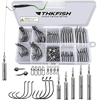 Imagen de THKFISH Pesos de Pesca Plomos Drop Shot Kit Accesorios Aparejo Anzuelos Ganchos Compensados Pescar D 103 Piezas