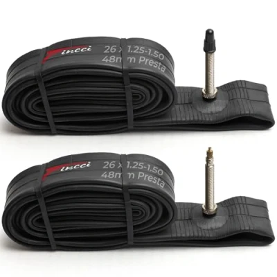 Imagen de Fincci Par 26 x 1,25 1,50 Pulgadas 48mm Cámara de Aire Presta Válvula Interior para Carretera MTB Montaña Hibrida Bici Bicicleta (Paquete 2)