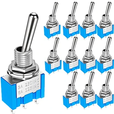 Imagen de Gebildet 12 Piezas MTS 103 Mini Interruptor de Palanca 125VAC 6A, 3 Pines Posiciones ON/Off/ON SPDT, Micro Basculante Enclavamiento