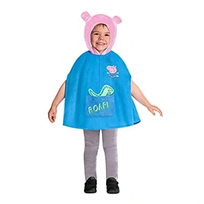 Imagen de Disfraz de George Peppa Pig para niños Poncho con Capucha (Edad: 4 6 años)