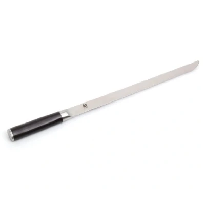 Imagen de KAI Shun Classic cuchillo japonés flexible para jamón 30,5 cm de longitud hoja extra larga acero AUS 8A mango madera Pakka hecho en Japón XXL carne y salmón forjado
