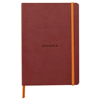 Imagen de Rhodia 117371C Nacarat A5 Cuaderno flexible (14,8 x 21 cm, 160 páginas, papel Clairefontaine marfil 90 g/m2, cierre elástico, cobertura de piel sintética rodiarama