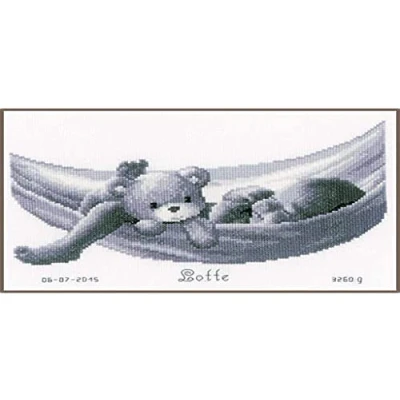 Imagen de VERVACO Kit de Punto Cruz contado: Registro Nacimiento: bebé en Hamaca, Cotton, Colores Variados, ca. 27 x 19 cm / 10,8&quot; 7,6&quot;
