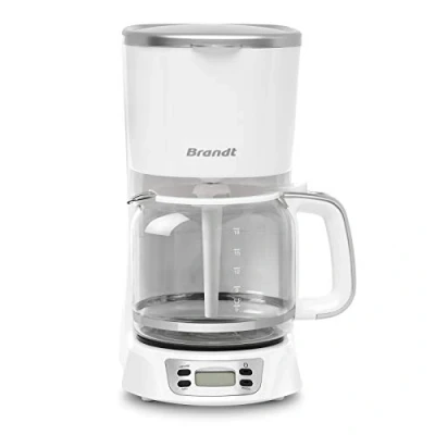 Imagen de BRANDT CAF1318ES Cafetera Eléctrica Programable 18 Tazas Depósito 1,8L Jarra de Cristal Graduada Función mantenimiento caliente 40 minutos Sistema antigoteo Pantalla LCD Blanco