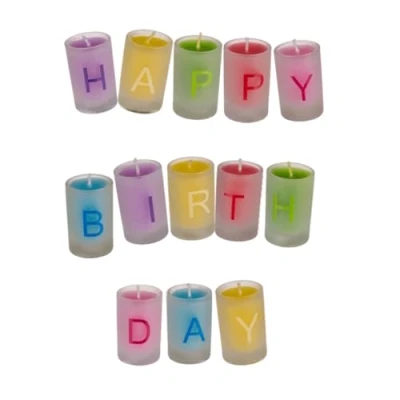 Imagen de OOTB Juego Velas de Colores en Vaso, Happy Birthday, Multicolor, Aprox. 3 x 5 cm Cada Vela, 530