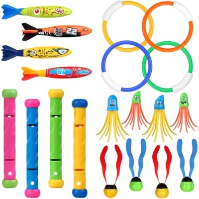 Imagen de Cakuni Juguetes de Buceo en Piscina, Piscina Anillos Torpedos Bandidos Palos para Natación Subacuática Verano Juegos Niños