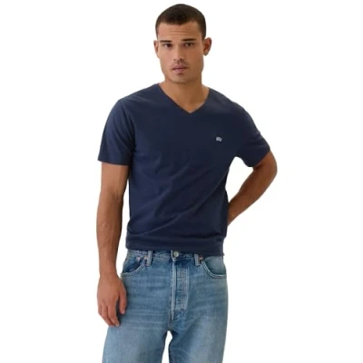 Imagen de GAP Everyday Micro LOGO VEE Camiseta básica, Hombre, Talla: XL, Tapestry navy
