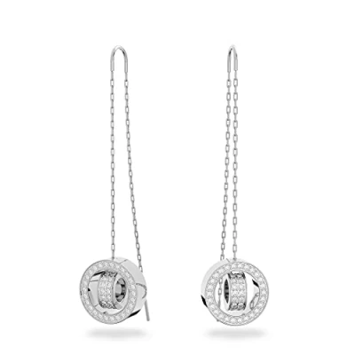 Imagen de Swarovski Pendientes Hollow para Mujer, con Aros Entrelazados y Cristales Pavés, Baño de Rodio, Colección