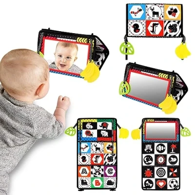 Imagen de VFANDV Espejo Bebe, Juguetes Sensoriales Bebe Montessori Bebes, Plegable con Libro Juegos 0 3 6 9 12 Meses (1P)