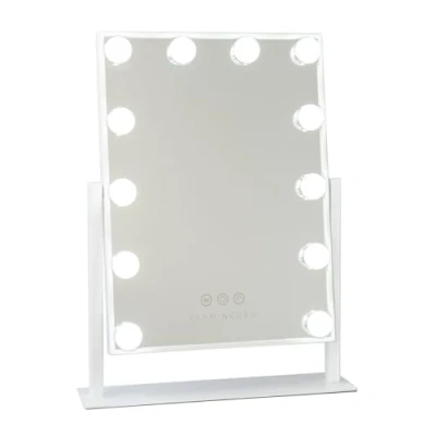 Imagen de Flamingueo Espejo Maquillaje con Luz Tocador 12 LED, de 3 Modos, Control Táctil, Mesa Regulable 360º