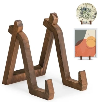 Imagen de ANBOXIT Soporte Platos Decorativos de Madera Elegante para Marcos Cuadros Expositor Portafotos, Vinilos 20,3 cm