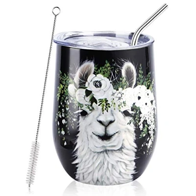 Imagen de NymphFable 12oz Alpaca Taza Termica Cafe para Llevar Termo Acero Inoxidable Personalizada