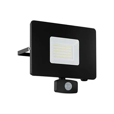 Imagen de Eglo LED foco exterior Faedo 3, 1 luz de llama incl. detector movimiento, pared con sensor aluminio, color: negro, cristal: transparente, 50 W, IP44