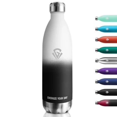 Imagen de Botella Agua Termica 1L, Acero Inoxidable sin BPA, Reutilizable con Doble Pared, Termo A Prueba de Fugas, para Niños, Adultos, Escuela, Oficina, Gimnasio