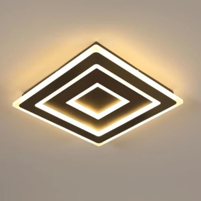 Imagen de Comely Negro Lámpara de Techo LED Cuadrado Moderna, 52W 5850LM Plafon Acrílica, Luz para Dormitorio, Sala Estar, Cálida 3000K, 40cm