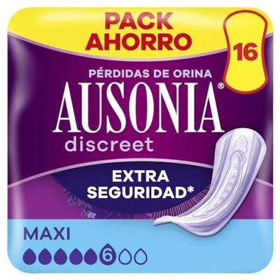 Imagen de Ausonia Discreet Compresas Noche Incontinencia Mujer, Maxi, 16 Unidades, Protección Completa que Apenas Notarás