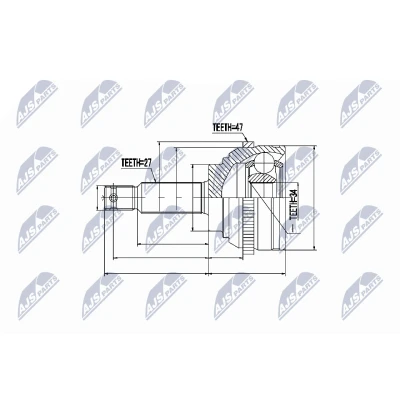 Imagen de NTY NPZ HY 509 Junta Homocinética Transmisión automática Eje delantero, izquierda, derecha HYUNDAI: SONATA 4