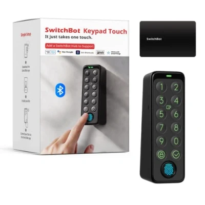 Imagen de SwitchBot Smart Keypad Touch para Door Lock, entrada sin llave por huella dactilar, IP65 resistente al agua, soporta contraseñas virtuales la seguridad del hogar