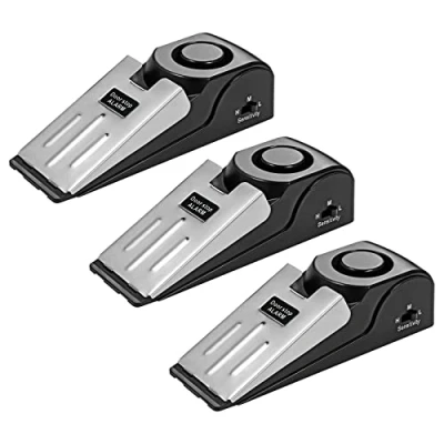 Imagen de Topes para Puertas, Tope Puertas Suelo con Goma Antideslizante y Alarma, 3 Sensibilidad Ajustable, Cuña de Alarma Puerta 120dB Sistema Casa, hotel (3 Paquetes)
