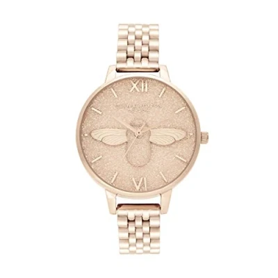Imagen de Olivia Burton Reloj Analógico de Cuarzo para mujer con Correa en Acero Inoxidable color oro rosado OB16GD46