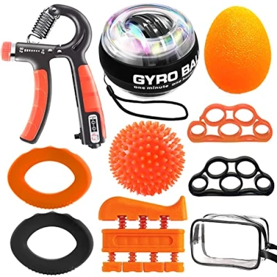 Imagen de fortalecedor de agarre mano,hand grip antebrazo fortalecer, 10 piezas entrenador con resistencia ajustable, muñeca, gyroball ejercitador estirador dedos