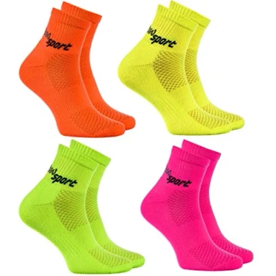 Imagen de Rainbow Socks Hombre Mujer Calcetines de Deporte Neon 4 Pares Naranja Verde Rosa Talla UE 47 50