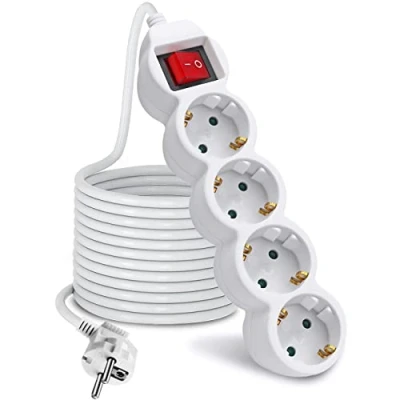 Imagen de EXTRASTAR Regleta alargador de 3 Metros con 4enchufes e Interruptor Blanco