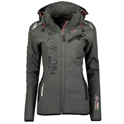Imagen de Chaqueta multifunción softshell impermeable para mujer de Geographical Norway Gris y negro. L