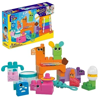 Imagen de Mega Bloks Banda Granja Musical 45 Bloques sensoriales de construcción, Juguete +1 año (Mattel HPB46)