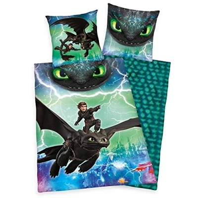 Imagen de Herding DreamWorks Dragons Juego de Ropa Cama, 100% algodón, Multicolor, Deutsche Größe