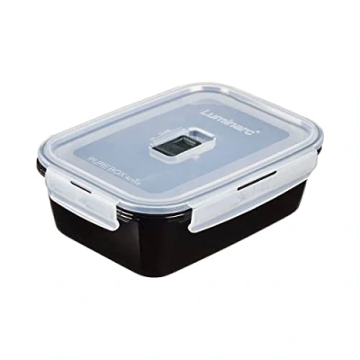 Imagen de Luminarc Pure Box Negro Recipiente Rectangular Hermético Vidrio 19x13x7,3cm 122cl Bicolor