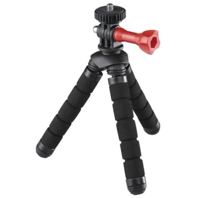 Imagen de Hama Mini Trípode para GoPro y cámaras de Fotos (Patas Flexibles con flexión 360, Sistema 2 en 1 roscas 1/4 Pulgada GoPro) Color Negro