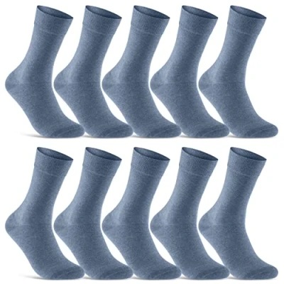 Imagen de sockenkauf24 Calcetines Clásicos Hombre Mujer 10 Pares Algodón Transpirables Comodos (Azul 43 46)