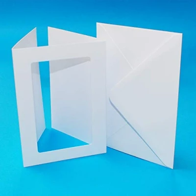 Imagen de Paquetes de tarjetas rectangulares A6 3 pliegues martillo blanco