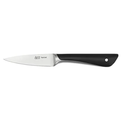 Imagen de Tefal Jamie Oliver by K26711 Cuchillo pelador (9 cm, alto rendimiento de corte, diseño distintivo, cuchillas resistentes y duraderas, acero inoxidable/negro)
