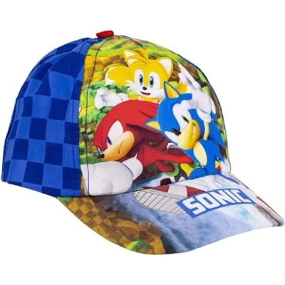 Imagen de Gorra con Visera Curva de Sonic Color Azul Apta 4 a 8 Años Bordados la Colección para Niños Velcro Trasero Ajustable Producto Original Diseñado en España