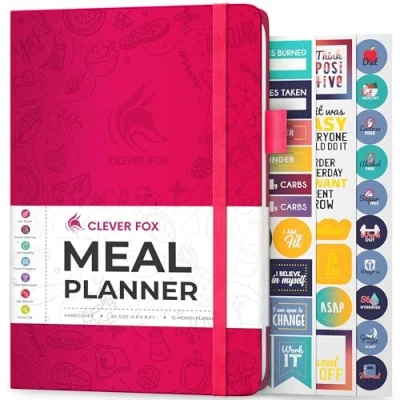 Imagen de Clever Fox Agenda semanal de comidas, diario y preparación comidas con listas compras comestibles para planificación menús, dieta saludable seguimiento pérdida